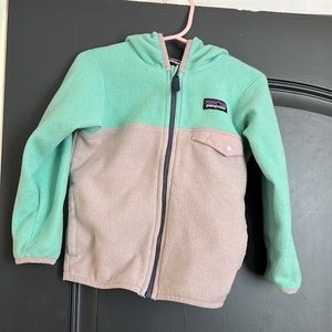 Patagonia Hooded Fleece (Aqua and Gray)